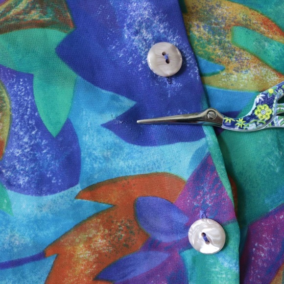 Funky blue sheer button down blouse - Picture 2 of 8